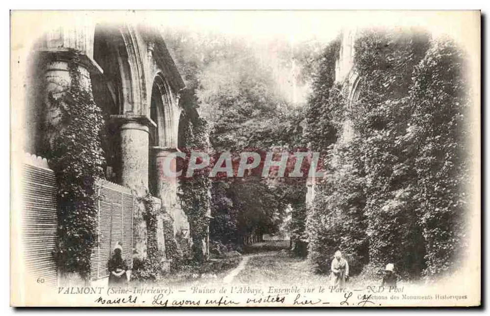 Valmont (Seine-Inférieure) — Ruinas del Monasterio, Conjunto en el Parque — N.D. Pboi, Colecciones de Monumentos Históricos - Anverso