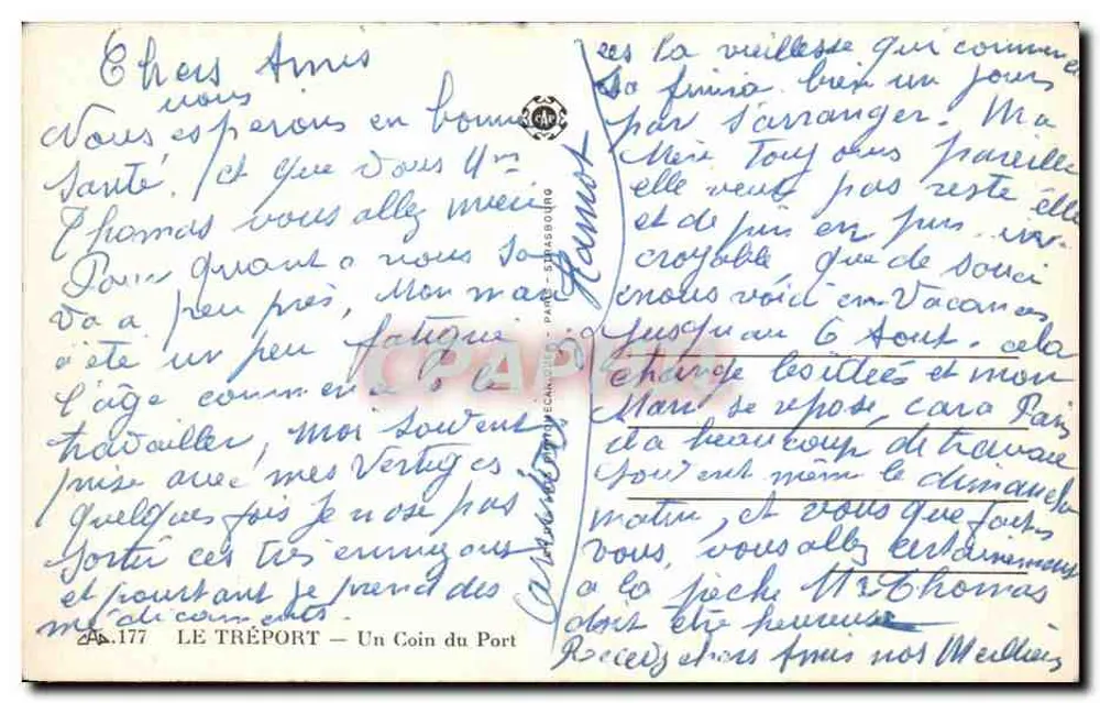 Le Tréport — Ein Eck des Hafens — Verlag CPAP - Rückseite