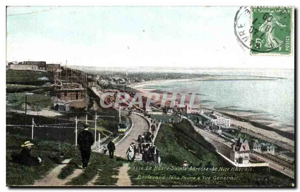 Le Havre-Sainte-Adresse — Vista General del Boulevard Félix Faure — Editor: Le Havre, n° 3619 - Anverso