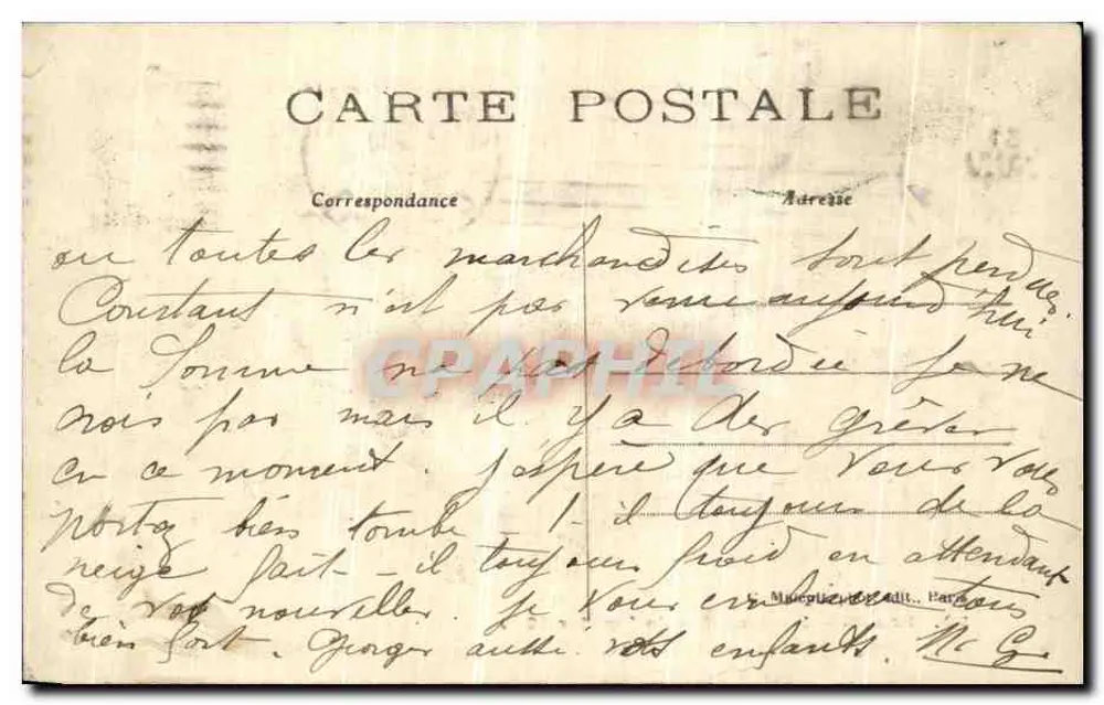 Paris — Überschwemmungen im Januar 1910 — Rue de Seine — C.M. - Rückseite