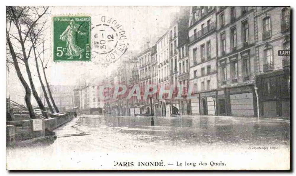 Paris inondé — Le long des Quais — éditeur LAPLE - Frente