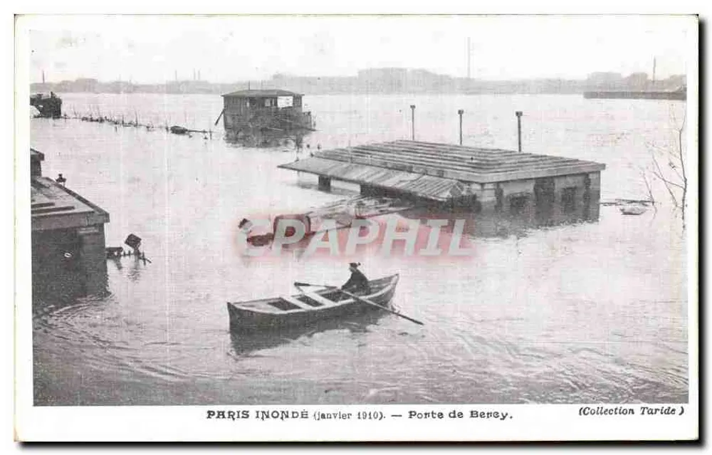 Paris inundado (janeiro de 1910) — Porta de Bercey — Coleção Taride - Frente