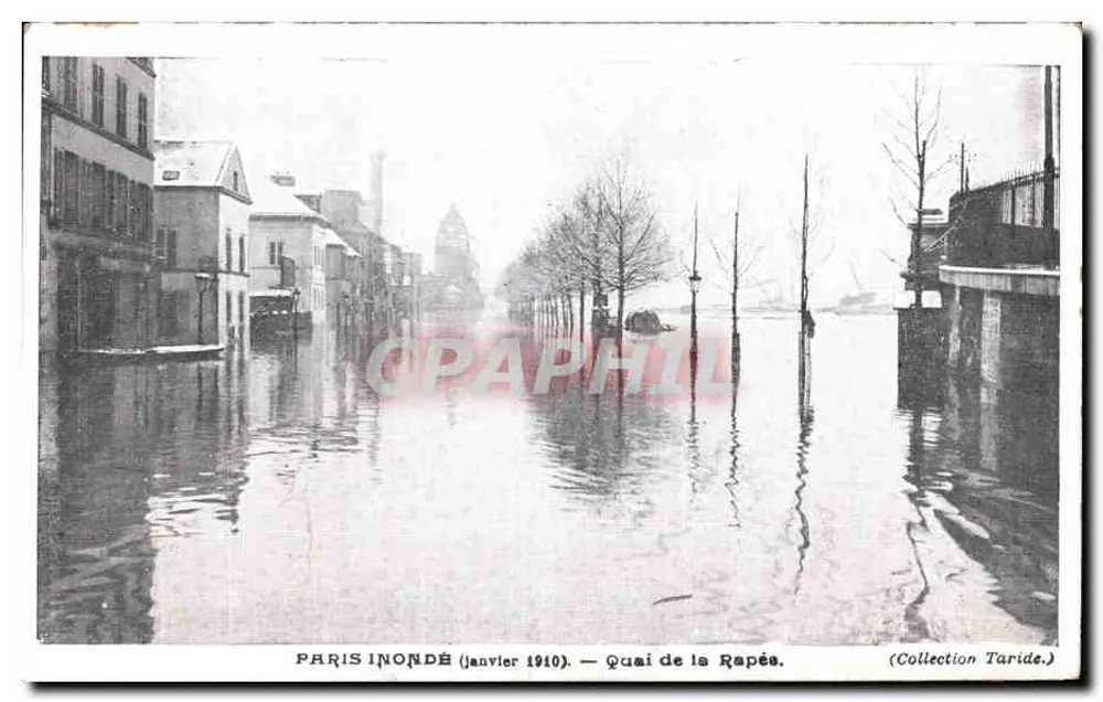 Paris inundado (janeiro de 1910) — Quai de la Rapée — Coleção Taride - Frente
