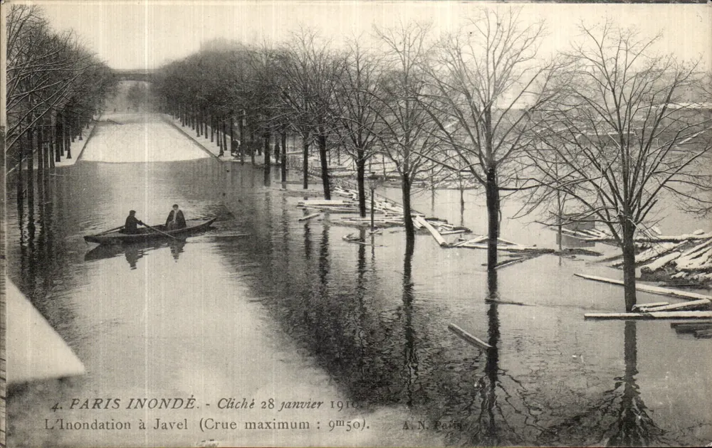Paris inundado — Inundação em Javel — Claché 28 de janeiro de 1910 — A.N. Paris - Frente