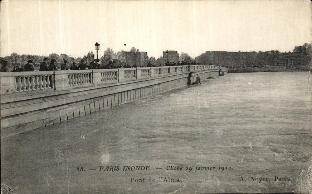 Paris inundado — Ponte do Alma — A. Noyer, Paris, n°58 - Frente