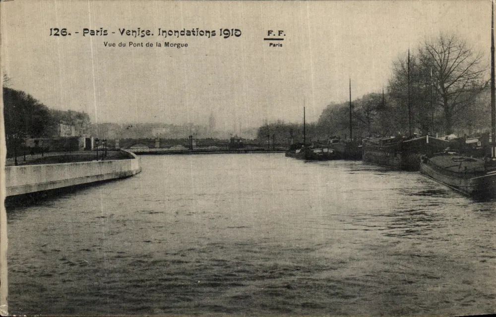 Paris - Venedig. Überschwemmungen 1910 - Ansicht des Pont de la Morgue — F.F. Paris, n°126 - Vorderseite