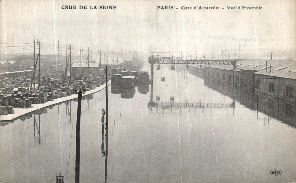 Flut der Seine — Paris - Bahnhof Austerlitz - Gesamtansicht — E.D. - Vorderseite