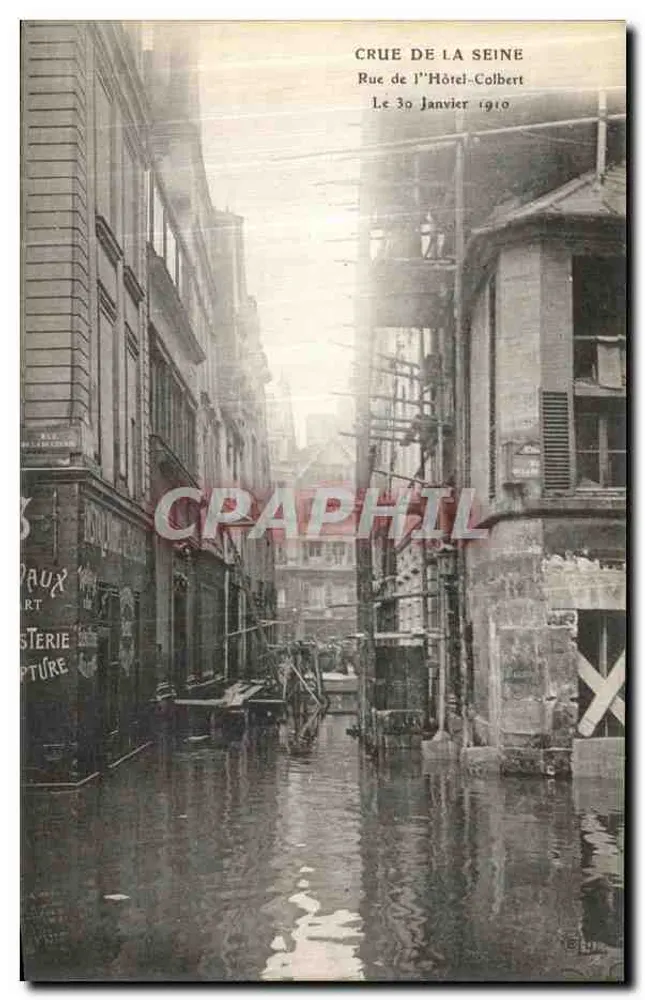 Überschwemmung der Seine — Rue de l'Hôtel-Colbert — 30. Januar 1910 - Vorderseite