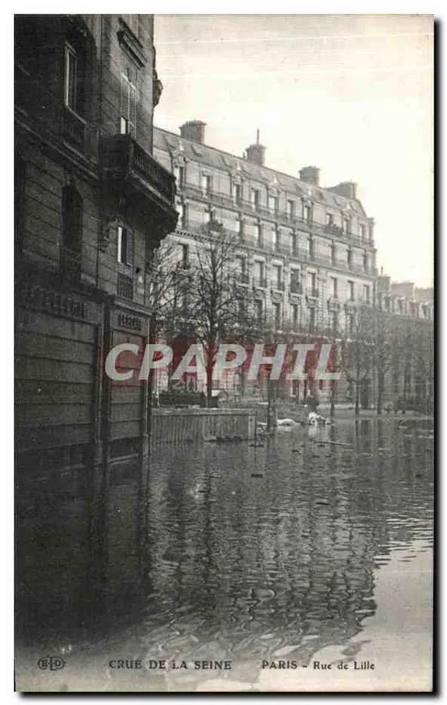Crue de la Seine — Paris - Rue de Lille — Éditeur E.D. - Recto