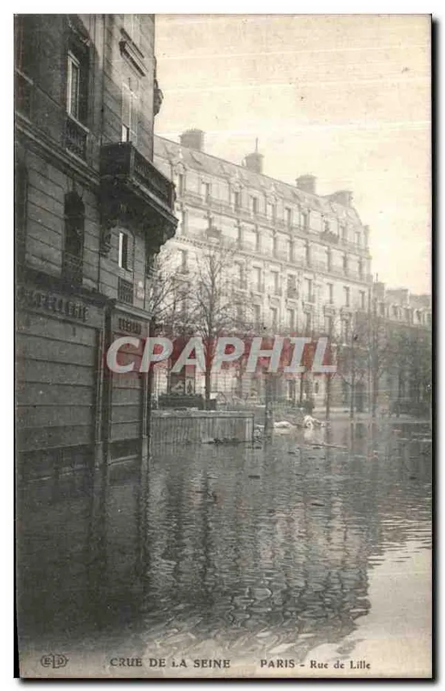Überschwemmung der Seine — Paris - Rue de Lille — Éditeur E.P.D. - Vorderseite