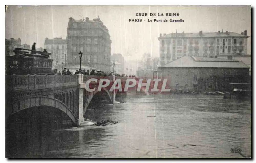 Flut der Seine — Paris - Der Grenelle-Brücke — Verlag ELD - Vorderseite