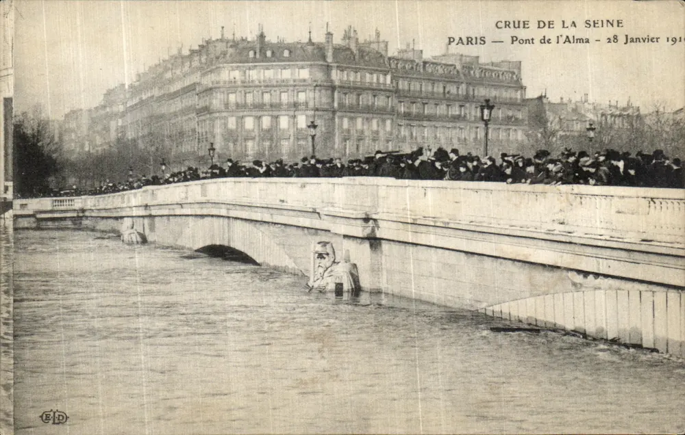 Überschwemmung der Seine — Pont de l'Alma — 28. Januar 1910 — EID - Vorderseite