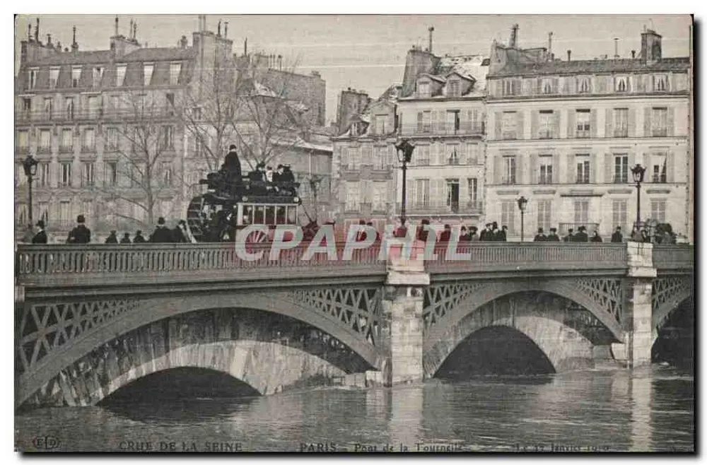Überschwemmung der Seine — Paris — Pont de la Tournelle — Verlag E. D. — Nr. 10 - Vorderseite