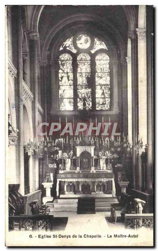 Kirche St-Denys der Kapelle — Innenraum mit Farbglasfenster und Altar — Der Meisteraltar - Vorderseite
