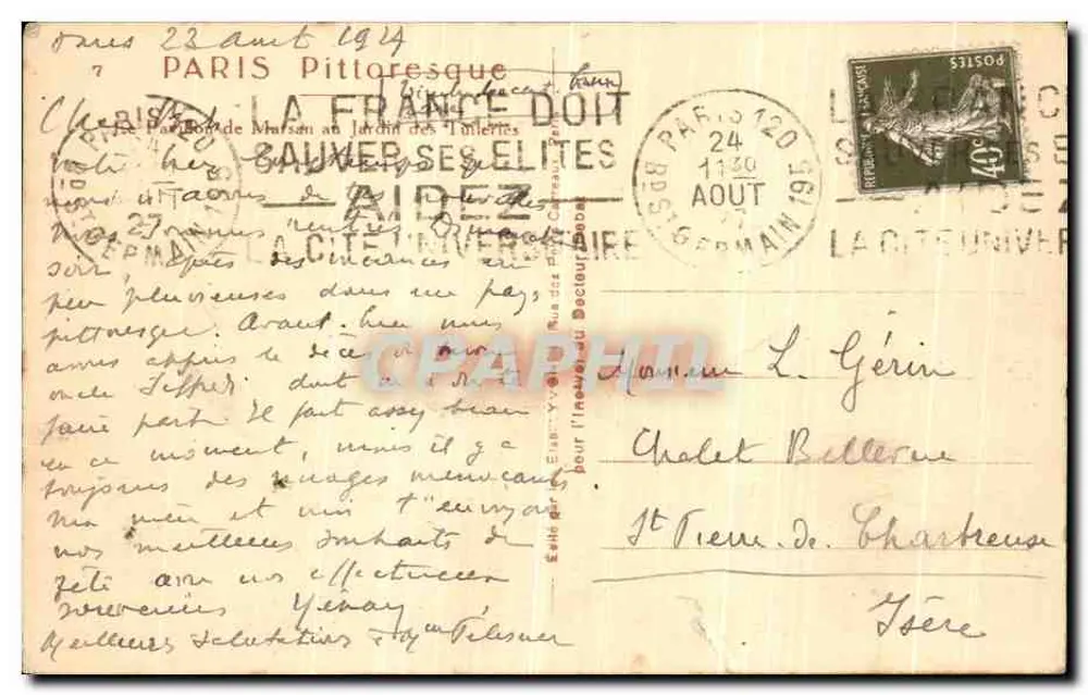 Jardin des Tuileries — Ansicht des Louvre — Verlag YVOP - Rückseite