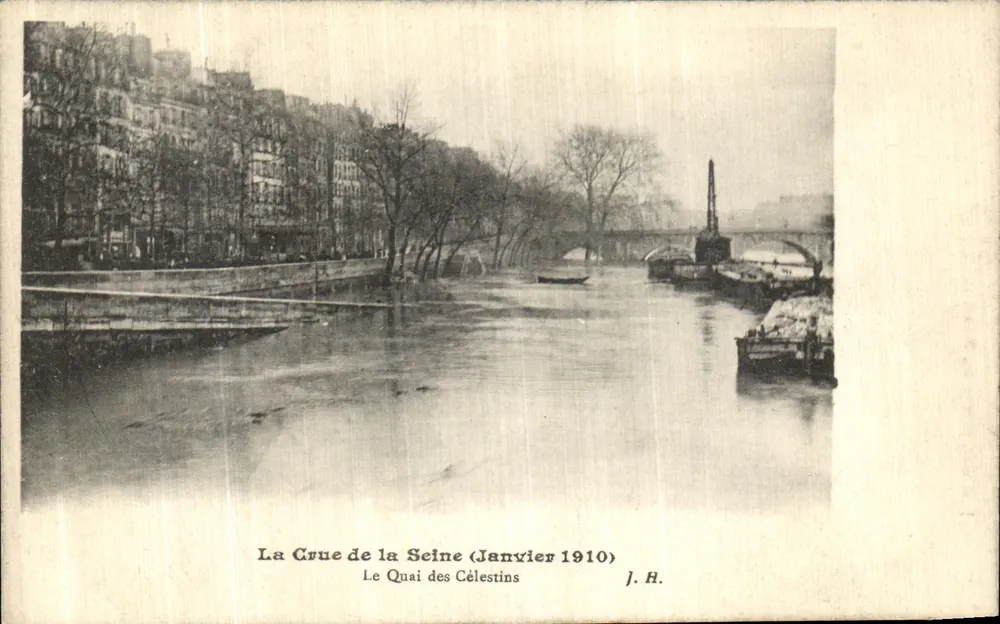 Die Überschwemmung der Seine (Januar 1910) — Quai des Célestins — J. H. - Vorderseite