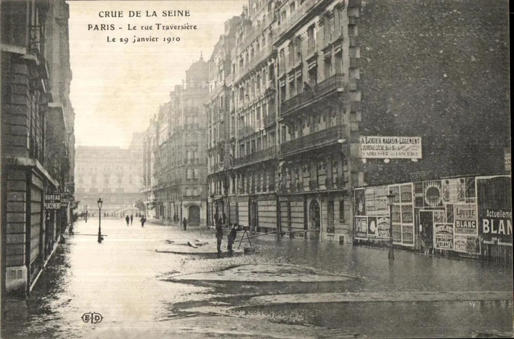 Überschwemmung der Seine — Paris, rue Traversière — Januar 89 1910 — Verlag EID - Vorderseite