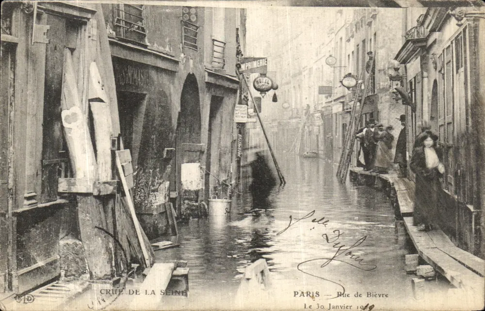 Überschwemmung der Seine — Rue de Bièvre — Paris — Verleger C.D. Nr. 144 - Vorderseite