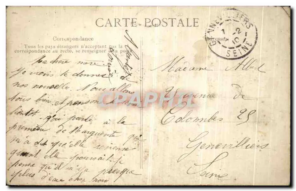 Überschwemmung der Seine in Paris — Ausgabe E.P.D. — Paris, 14-2-1922 - Rückseite