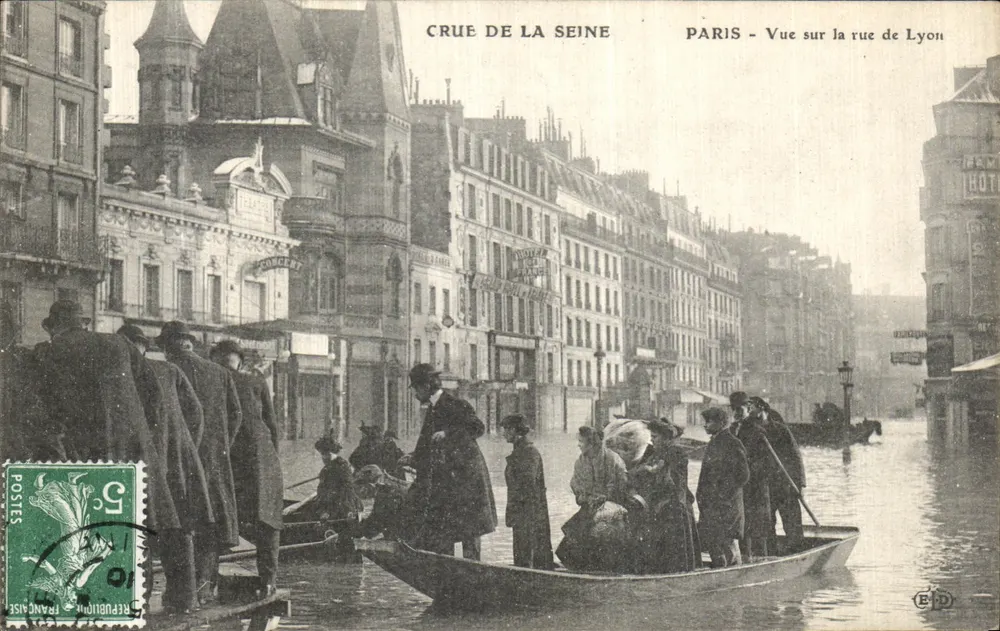 Überschwemmung der Seine — Paris — Ansicht der Rue de Lyon — Verlag E.P.D. - Vorderseite
