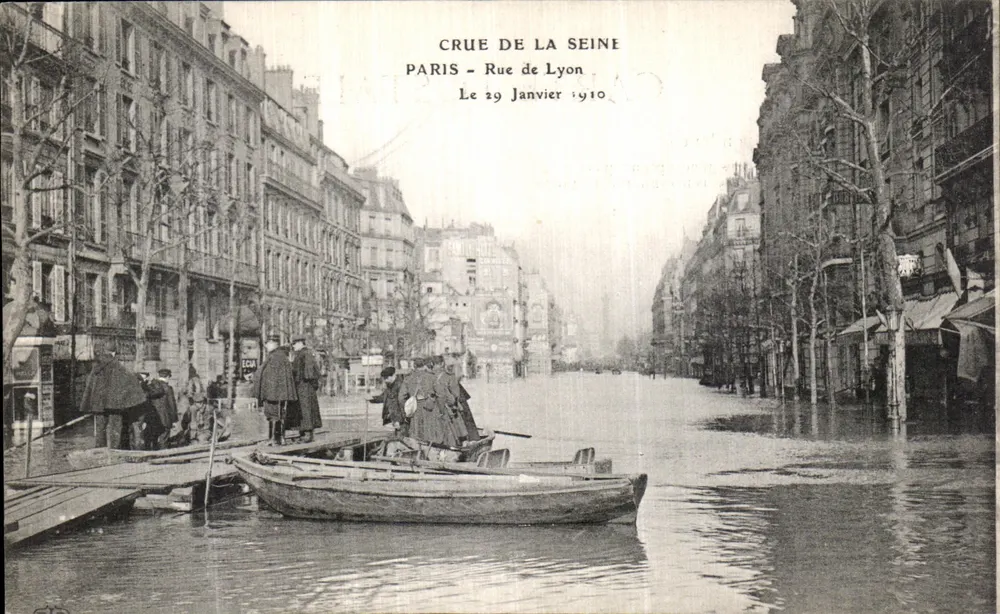 Überflutung der Seine — Paris - Rue de Lyon — 29. Januar 1910 - Vorderseite