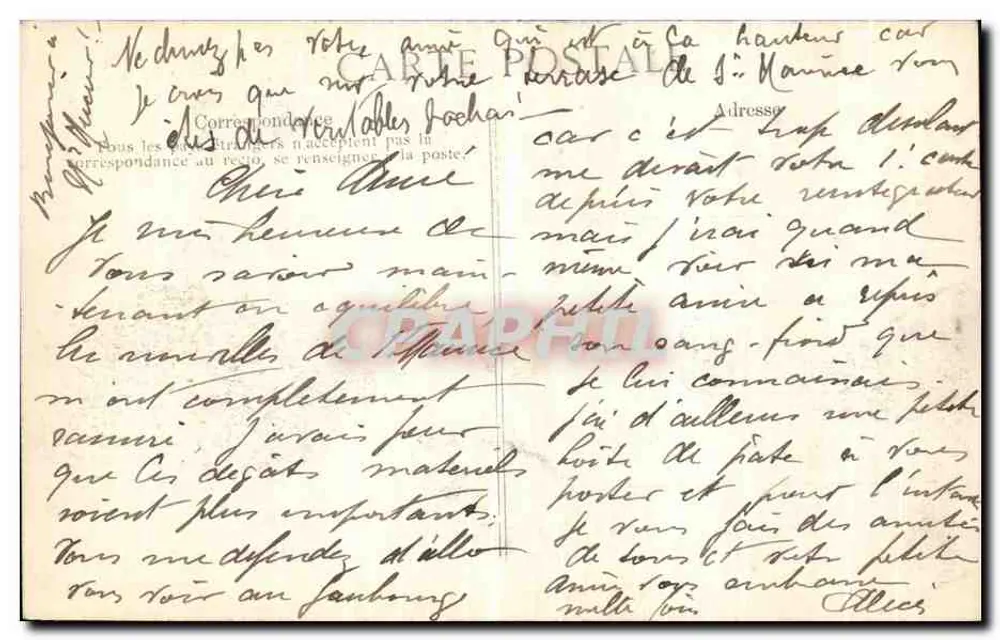 Überschwemmung der Seine — Paris - Rue de Lille — Verleger E.D. - Rückseite