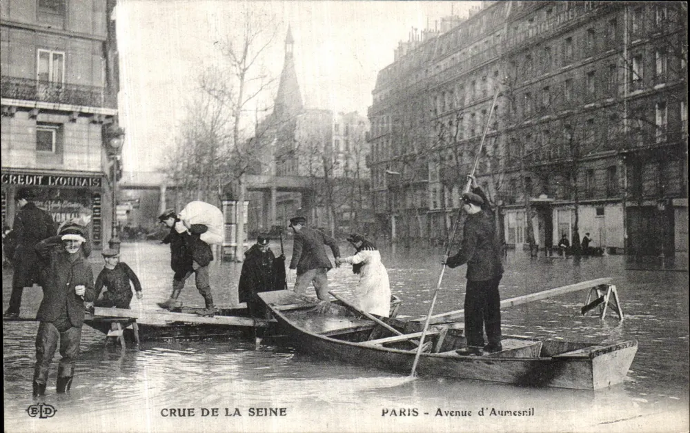 Überschwemmung der Seine — Paris - Avenue d'Aumèsnil — Éditeur E.P.D. - Vorderseite
