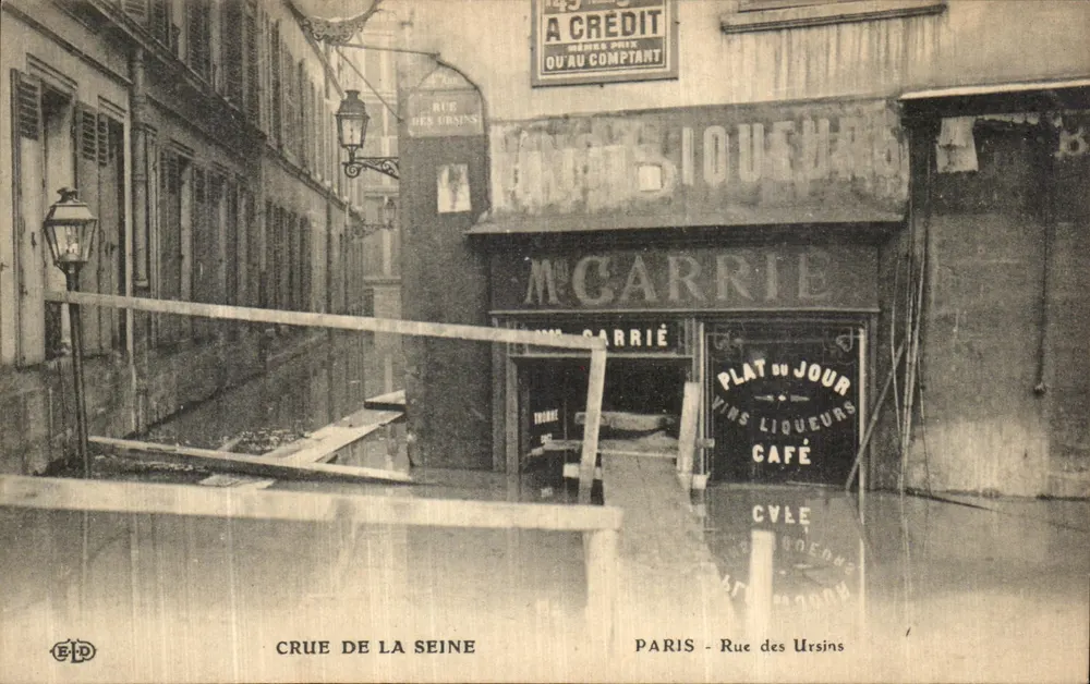 Flut der Seine — Paris, Rue des Ursins — Verlag E.P.D. - Vorderseite