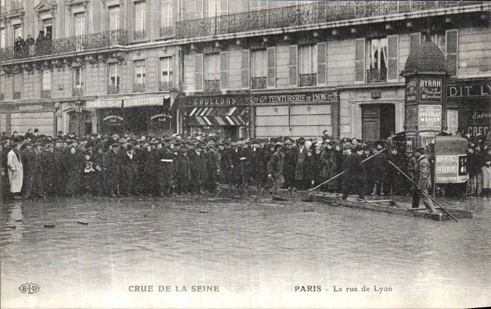 Flut der Seine — Paris - Die Rue de Lyon — E.P.D. - Vorderseite