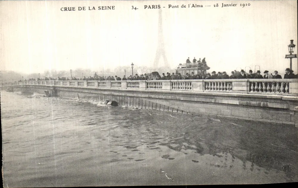 Flut der Seine — Paris - Brücke von Alma — 28. Januar 1910 — E.D. - Vorderseite