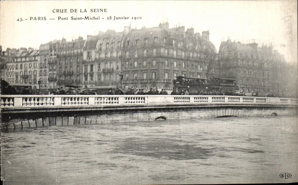 Überschwemmung der Seine — Paris — Pont Saint-Michel — 28. Januar 1910 — ELD - Vorderseite