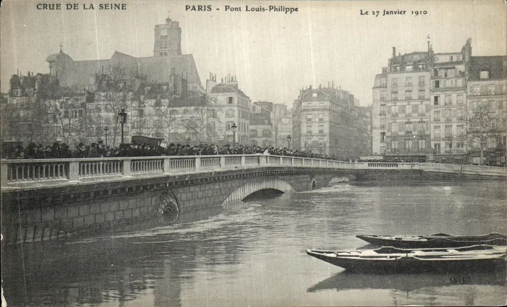 Flut der Seine — Paris - Brücke Louis-Philippe — 27. Januar 1910 - Vorderseite