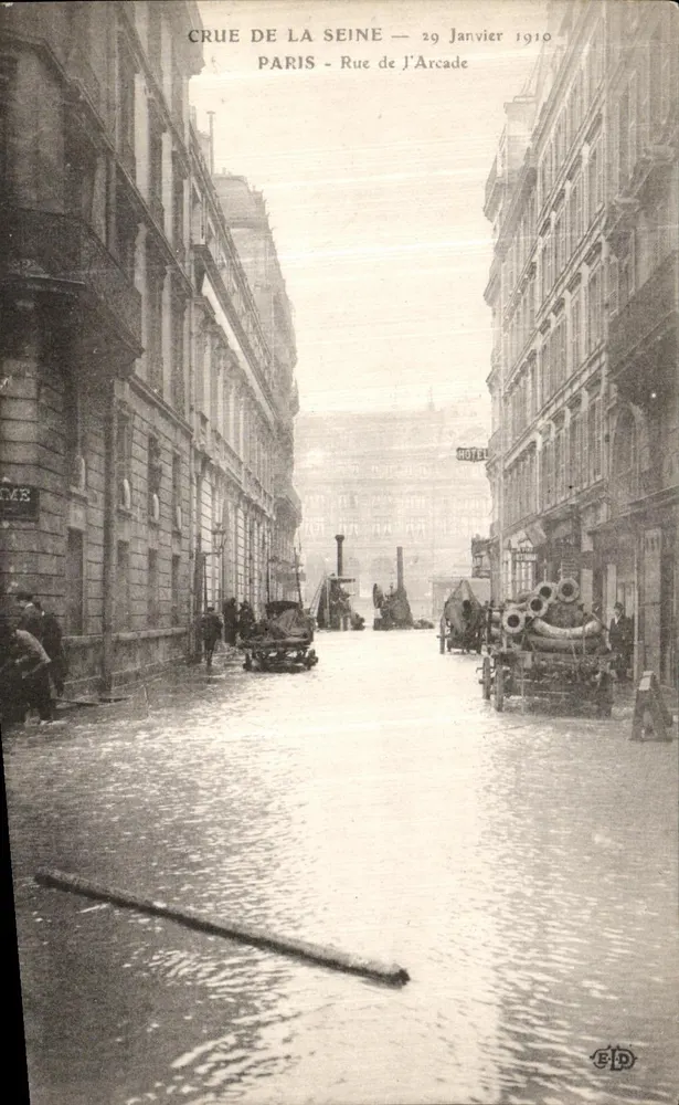 Überschwemmung der Seine — 29. Januar 1910 — Paris - Rue de l'Arcade — Verlag E.P.D. - Vorderseite