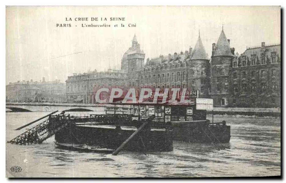 Paris - Der Anlegesteg und die Cité — Die Überschwemmung der Seine — Verlag EJD - Vorderseite