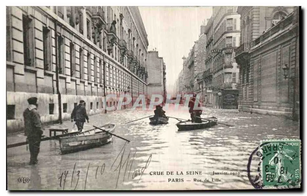 Überschwemmung der Seine — Januar 1910 — Paris — Rue de Lille - Vorderseite