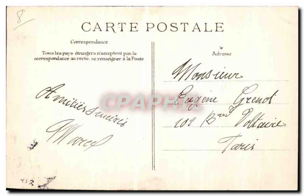 Überschwemmung der Seine — Januar 1910 — Paris — Rue de Lille - Rückseite