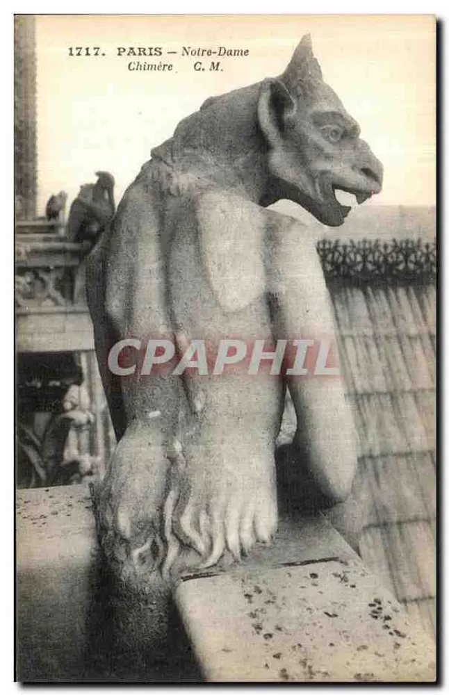 Paris - Notre-Dame — Chimère — Bilhete postal antigo n°1717 - Frente