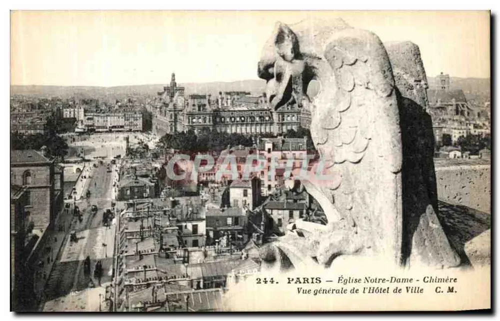 Paris — Kirche Notre-Dame — Chimäre — Allgemeiner Blick auf das Rathaus — C. M. - Vorderseite