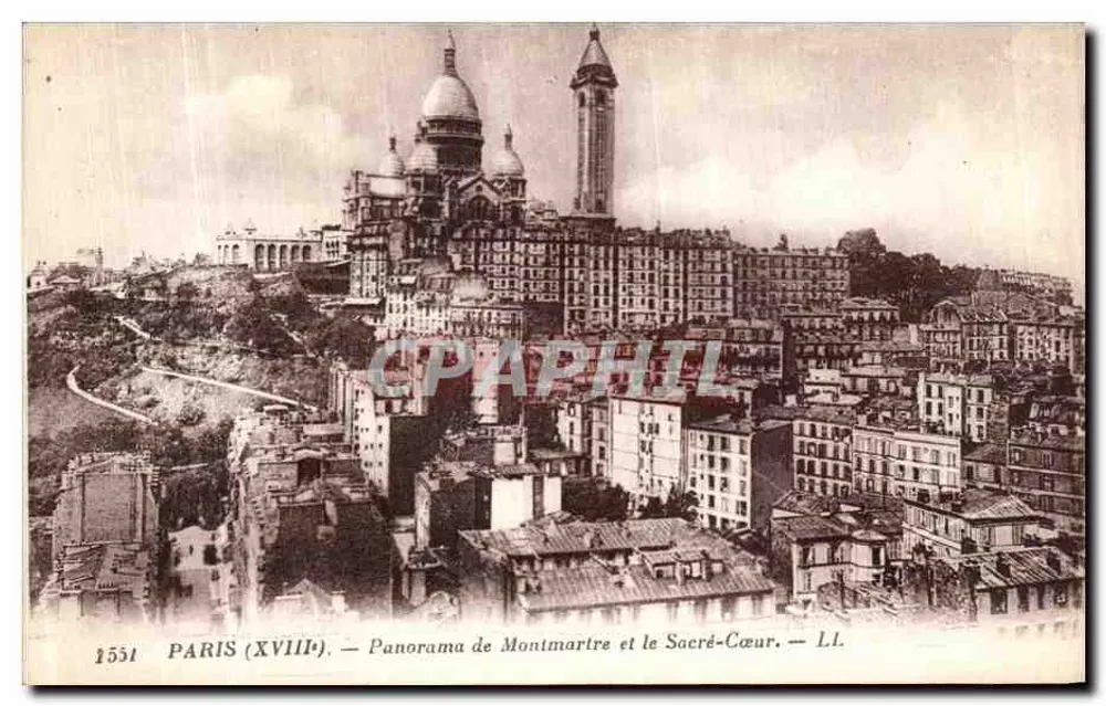 Paris (18. Jahrhundert) — Panorama von Montmartre und dem Sacré-Cœur — LL. - Vorderseite