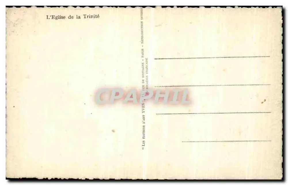 A Igreja da Trindade — Paris — Edições Yvon - Verso