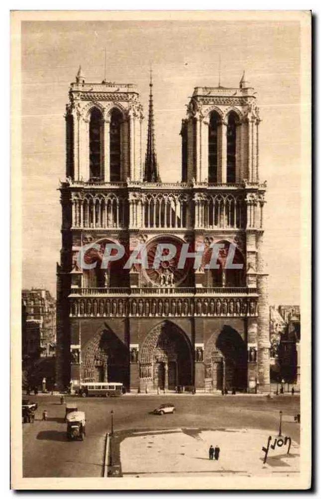 Nossa Senhora de Paris — fachada — Edições de Arte YVON, Paris - Frente