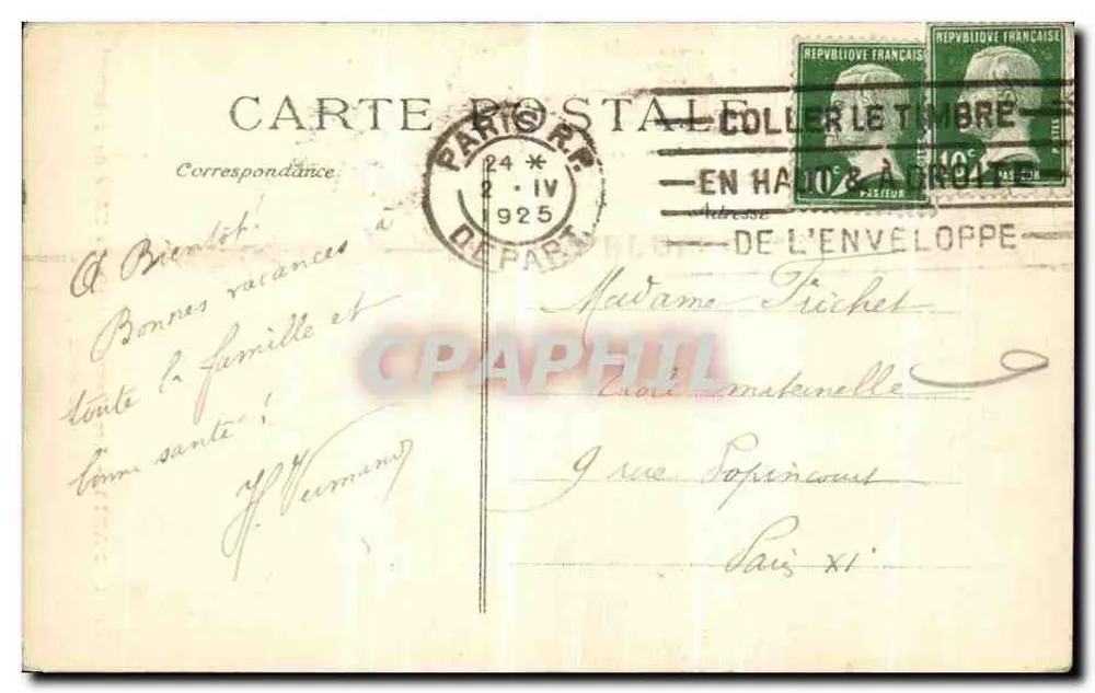 PARIS — Die Hochreliefs des Triumphbogens — Die Friedensfigur (von Etex) — n° 4555 - Rückseite