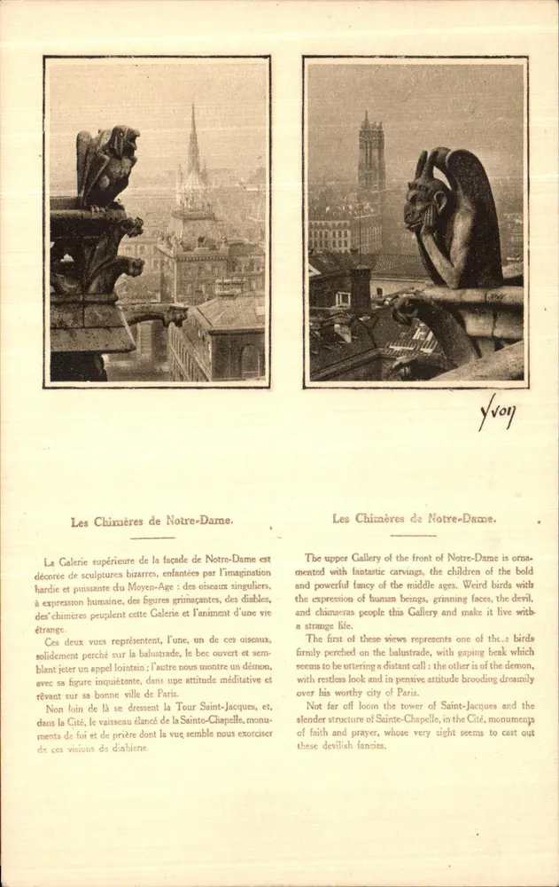 As Chiméricas de Notre-Dame — Paris — Edição de Arte YVON, N° 31 - Frente
