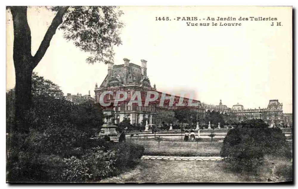 Paris - Im Tuileries-Garten - Blick auf den Louvre — J.H. n°1445 - Vorderseite