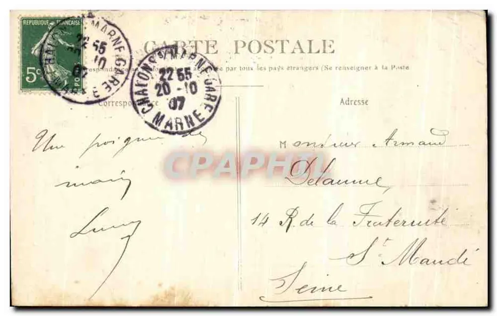 Chalons-sur-Marne — Monument Carnot — L. Poex, editor, Chalons-sur-Marne - Verso