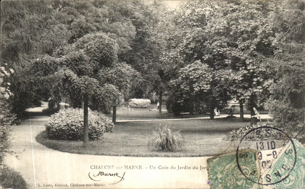 Châlons-sur-Marne — Ein Eckchen des Gartens — L. Goëx, Verlag, Châlons-sur-Marne - Vorderseite