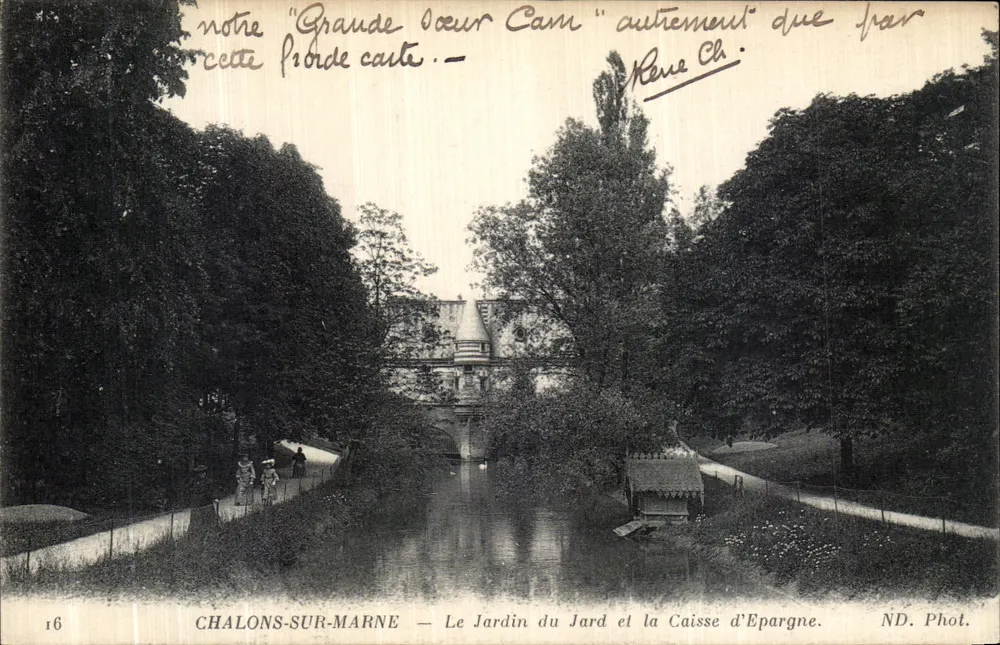 Chalons-sur-Marne — Der Garten von Jard und die Sparkasse — ND. Phot. - Vorderseite