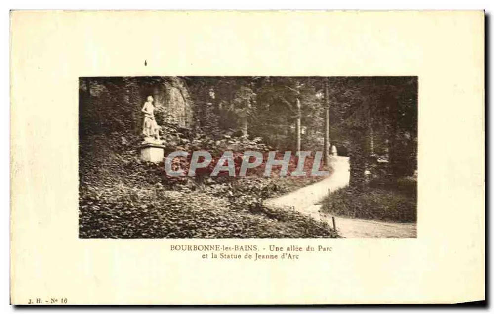 Bourbonne-les-Bains — Allée des Parks und Statue der Jeanne d'Arc — J.H. N° 16 - Vorderseite