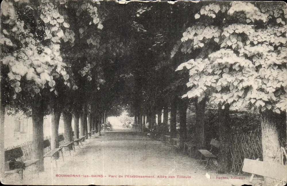 Bourbonne-les-Bains — Park des Kurortes. Allee der Linde — L. Bartet, Verlag - Vorderseite