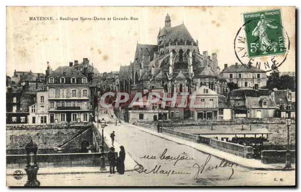 Mayenne - Basilica di Notre-Dame e Grande-Rue — editore R.M. - Recto